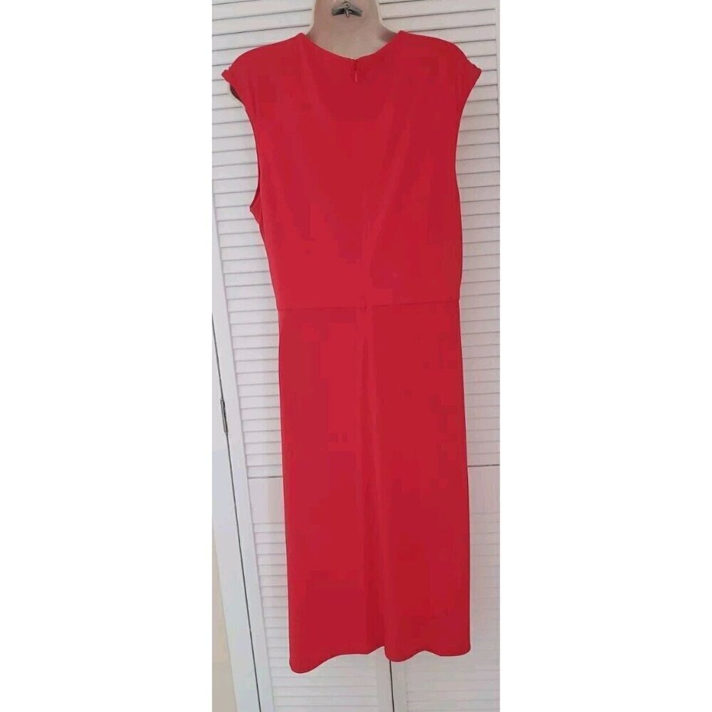 NEW NANETTE LEPORE CANDY APPLE RED FRONT DRAPERY FAUX WRAP MIDI DRESS SZ 14 - Picture 4 of 7
